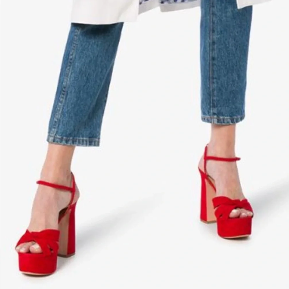 Aquazzura Red Suede Platform Sandals